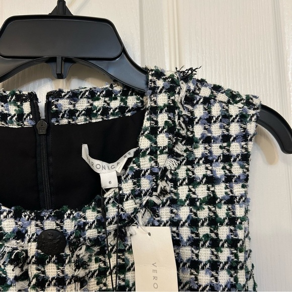 Veronica Beard Julie Sleeveless Tweed Dress in Blue/Pinegrove Multi Size 6 - Picture 11 of 14